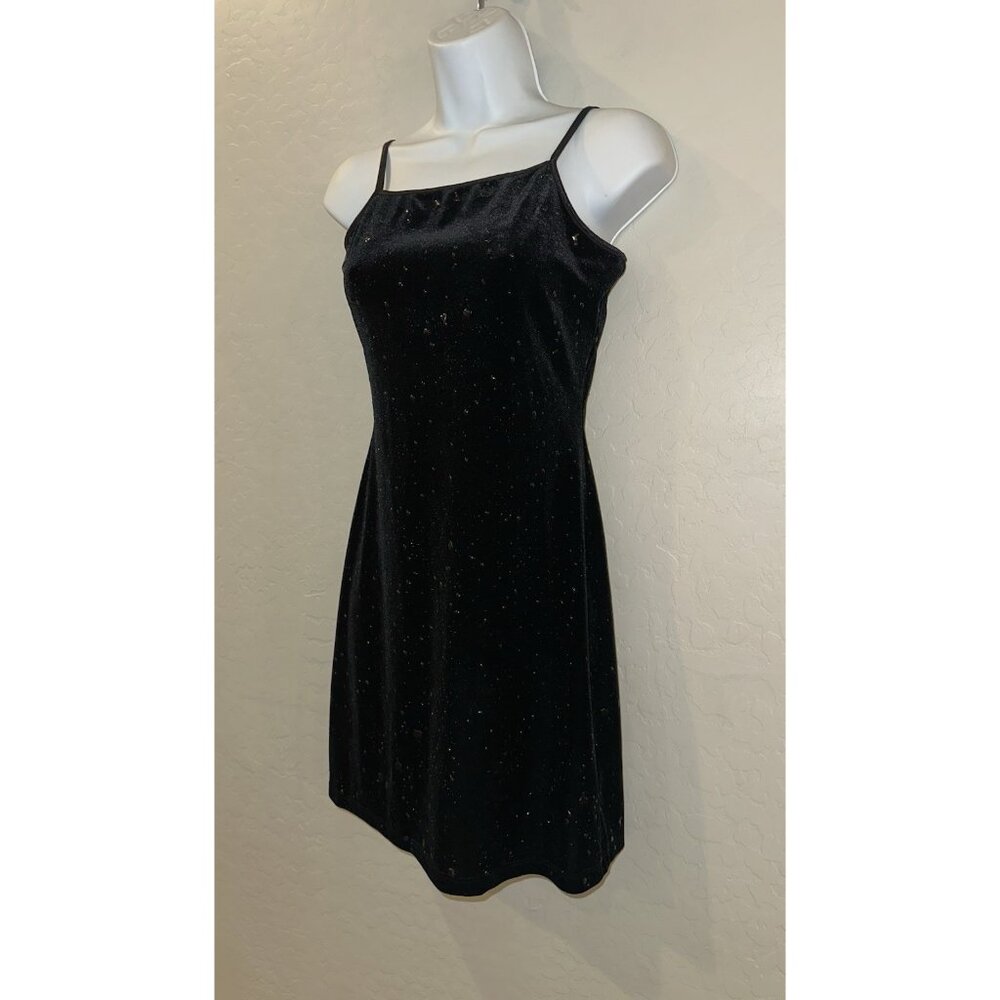 VTG 90's y2k Velvet liquid latex splattered bodycon Goth Dress Dark Fairy Prom M - Picture 4 of 14